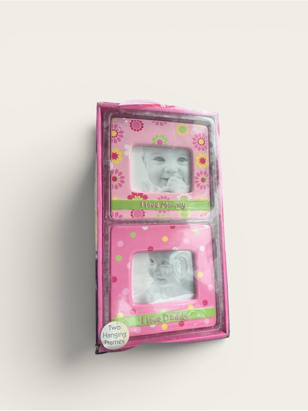 First Impressions ~ Two Ceramic Baby Hanging Frames ~ Macy's ~ Pink